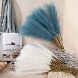 Decorative Flowers 5/10PCS 55CM Faux Pampas Decor Plume Grass Artificial Phragmites Australis Vase Decorations Fake Reeds Plants Everlasting