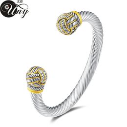 UNY JEWEL Jewelry Make a Statement with Our Two Tone Twisted Cable Wire Ball Weave Cuff Bangle Makes a Thoughtful and Stylish Gi 240124