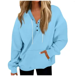 Women's Hoodies 2024 Autumn And Winter Sweatshirt Fashion Long-Sleeved Solid Colour Button Hooded Top Sudaderas