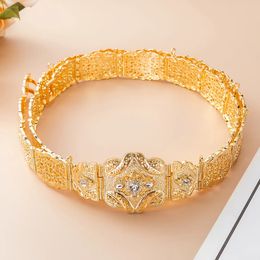 Luxury Morocco Bridal Body Jewellery Wedding Engagement Dress Gold Colour Belt Gold Plating Crystal Waist Chain Bijou Gift 240127