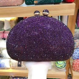 XIYUAN Women Purple/Pink Color Crystal Evening Bag Stones Day Clutches Lady Wedding Rhinestones Clutch Purse Bags Pink Handbags 240125