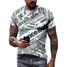Men's T Shirts Mens Vintage Old Spaper Print T-shirt Leisure Creative Pattern Tshirt Men Personalised Street Short Sleeve Fashion Summer Top