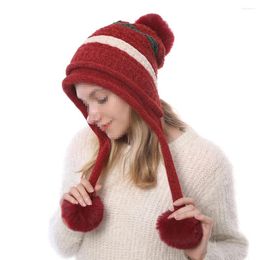 Berets Warm Beanie Hat For Men Knit Pom Beanie- Red