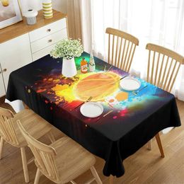 Table Cloth Watercolour Basketball Tablecloth Sports Theme Rectangular Decorations For Kitchen Dining Room Home Party Decoration