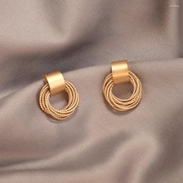 Stud Earrings KISSWIFE Retro Metallic Gold Colour Multiple Small Circle Pendant 2024 Jewellery Fashion Wedding Party