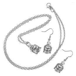 Necklace Earrings Set Buddha Head Jewellery Hook For Women Drop Dangle Pendant Womens And Choker