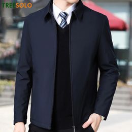 Brand Business Mens Jacket Casual Coats Turn down Collar Zipper Simple MiddleAged Elderly Men Dad clothes Office Outerwear men 240130