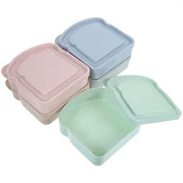 Plates 5pcs Sandwich Container Bread Storage Case Toast With Lid