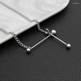 Pendant Necklaces Fashion Titanium Steel Balance Ball One Word Round Bead Necklace Simple Clavicle Chain Temperament Wild
