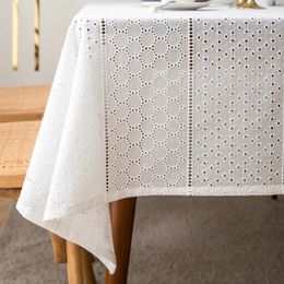 French embroidery white Cotton Tablecloth Table Cover For Home Kitchen Wedding Festival Dining Decoration Accessories 240127