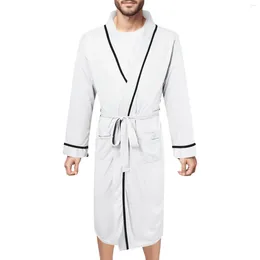 Men's Sleepwear Mens Cotton Bathrobe Spring And Summer Solid Colour Lace-Up Pyjamas Home Wear Long Sleeve Male Dressing Night Gown