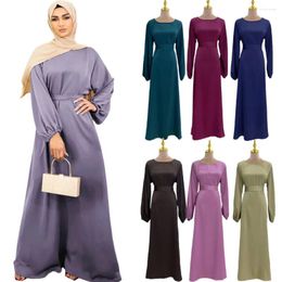 Ethnic Clothing Muslim Fashion Hijab Dubai Abaya Long Dresses Women With Sashes Islam African Plain Eid Ramadan Musulman