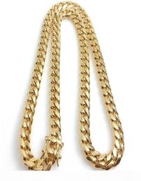 18K Gold Plated Necklace High Quality Miami Cuban Link Chain Necklace Men Punk Stainless Steel Jewellery Necklaces3552047