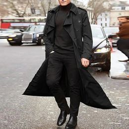 Men's Overcoat Autumn And Winter Fashion Handsome Long Trench Coat Double Breasted Coats Streetwear Party Belt Loose Jacket 240124