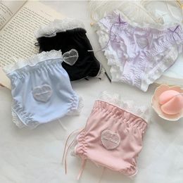 Women's Panties Fashion Girl Underwear Cotton Skin-friendly Knickers Intimates Briefs Cute Lace Solid Colour Lolita