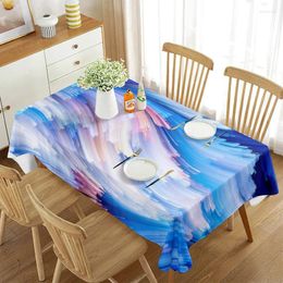Table Cloth Abstract Wave Tablecloth Wavy Line Geometry Pattern Rectangle Cover For Living Room Dining Decor