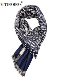 BUTTERMERE Cotton Linen Winter Scarf Men Ethnic Style Male Scarves Navy Knitted Tassel Men039s Scarf 195cm65cm 2010213192924