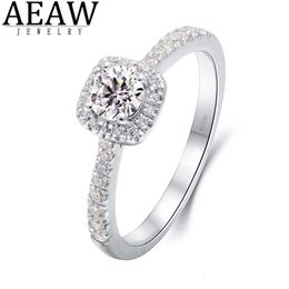 AEAW 14K White Gold 0.3ct 4mm Round Cut CVD HPHT Lab Diamond Rings for Women Handmade Engagement Bride Gift Fine Jewellery 240119