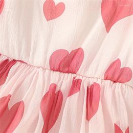 Girl Dresses Summer Valentine S Day Toddler Dress Short Puff Sleeve Heart Print A-Line Spring Clothes