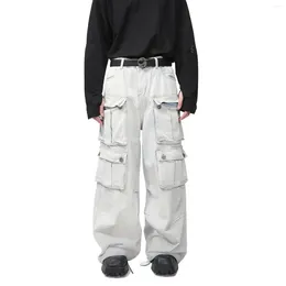 Men's Jeans Oversized Hip Hop Cargo Pants With Multi Pockets High Street Loose Fit Y2K Denim Trousers Baggy Bottoms