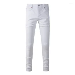 Men's Jeans High Street Fashion Men Purple Stretch Skinny Ripped White Designer Hip Hop Brand Pants