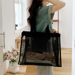 Shopping Bags Nylon Mesh Bag Transparent Shopper For Women Large Make Up Pouch Travel Toiletry Reusable Heavy-Duty