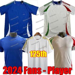 Fans Player 2024 Italys EURO Cup Soccer Jerseys CHIESA BARELLA BELOTTI ZANIOLO RASPADORI JORGINHO VERRATTI 125Th Anniversary Football Shirt Maglie