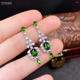 Dangle Earrings Dazzling 925 Silver Drop For Party Total 1.8ct Natural Chrome Diopside Allergy Free Gold Plated Jewelry