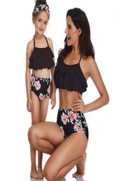 Girls Swimsuit Two Pieces Bikini Set Ruffle Swimwear Bathing Suits Family Matching Mommy and Me Swimsuit6223232