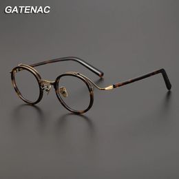 Vintage Acetate Glasses Frame Men Round Luxury Myopia Prescription Optical Eyeglasses Frame Women Retro Korean Brand Eyewear 240126