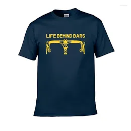 Men's T Shirts Summer Tee Life Behind Bars Tees Funny Bicycle Sayings Triathlon Cycling Mountain Bike Shirt Cotton Fashion Design Men