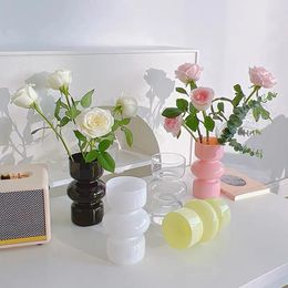 Nordic Glass Vases Simple Flower Vase Dry Arrangement Container Hydroponic Terrarium Ins Plant Bottle Desktop Ornament 240131
