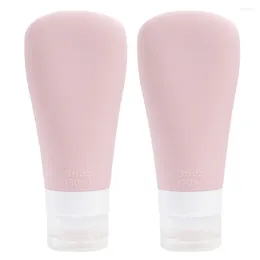 Storage Bottles 2pcs Silicone Travel Leakproof Refillable Squeezable Tube Toiletry Containers For Shampoo Lotion ( 90ml )