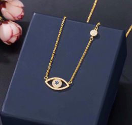 Wind Copper Gold Plated Micro ZirconLaid Necklace Evil Eye Lucky Eye Gold Choker Long Sweater Chain7321920