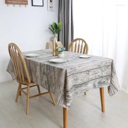 Table Cloth Vintage Wooden Grain Pattern Tablecloth Rectangle Dinner Picnic Home Decoration Washable Cotton Linen