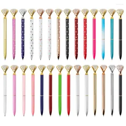 50/100pcs Luxury Crystal Pen Big Diamond Metal Ballpoint Gift Promotion Student Stationery Office Writing