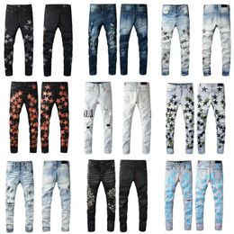 Purple Jeans Designer Men Purple Jeans Women Man Amirs Slim Fit Denim Letter Print Pants Luxury Holiday Outdoor Jeans Mens Streetwear Big Size Trousers Jeans 255