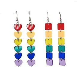 Dangle Earrings Colorful Acrylic European Style Tassel For Women Party Jewelry Red Yellow Heart Square Hook Club Accessories