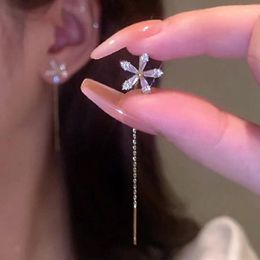 Dangle Earrings Trendy Long Wire Tassel Thread Chain Climb Star Heart Beads Pendants Drop Women's Straight Hanging Earring Jewellery