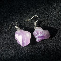 Dangle Earrings Natural Amethyst For Women Reiki Energy Healing Irregular Crystal Stone Fashion Statement Ear Drops Jewellery