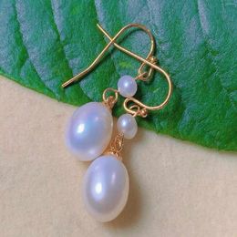 Dangle Earrings Fashion Natural White Round Eggshell Pearl Gold Year Holiday Gifts Hook Women Mother's Day Easter Christmas Classic
