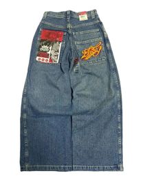 Retro Y2K Mens Jeans High Street Embroidered Hip Hop Fashion Brand High Waist Straight Tube Loose Wide Leg Pants 240126