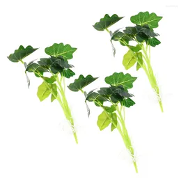 Decorative Flowers 3 Branches Imitation Plants Artificial Green Leaves Stems Realistic Faux Decor Silk Cloth Leaf
