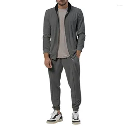 Men's Tracksuits Solid Color Simple Sports Fitness Men Two Piece Sets Long Sleeve Jackets And Pants Suits Mens Spring Fashion Outfits