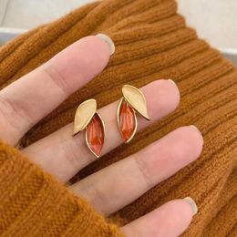Stud Earrings Jewdy Winter Earring Aesthetics Maillard Orange Leaf Deco For Women Fashion 2024 Trend Jewellery Gifts Wholesale