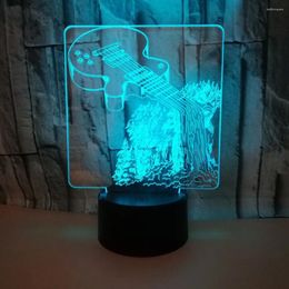 Table Lamps Guitar 3d Lamp Multi Colour Touch Led Visual For Living Room Gift Atmosphere Night Customization