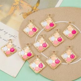 Charms 10pcs 21x24mm Fancy Pressed Powder Makeup Box For Jewelry Making Accessories Lady Necklaces Earrings Pendants Keychain