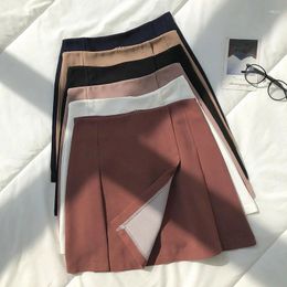 Skirts Korean Style Split Pleated Skirt Female Autumn And Winter Age Reduction Students All-match High-waist A-line