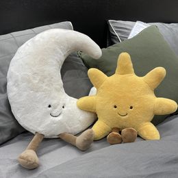 Funny Sun Moon Soft Plush Toy Baby Cute Throw Pillow Comfort Dolls Home Decor Xmas Gift Kids 240118