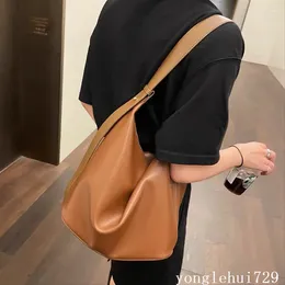 Evening Bags Vintage Big Bucket Bag Designer Hobos Women Shoulder Luxury Soft Pu Leather Lady Handbags Large Tote Simple Female 2024